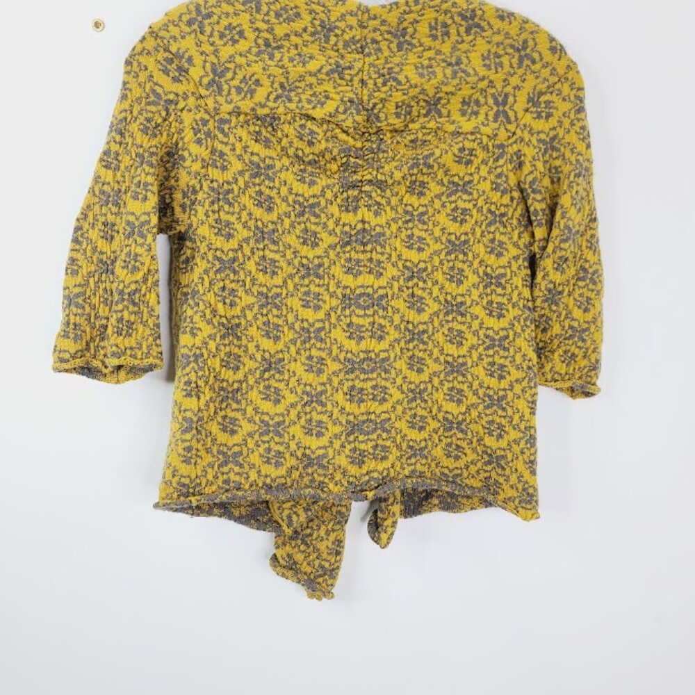 Moth Mustard and Gray Knit Tie-Front Cardigan - Picture 3 of 5